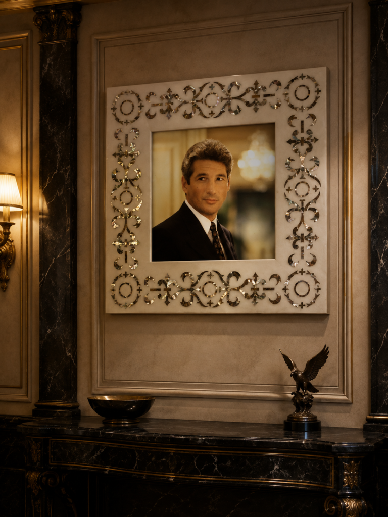White Marble with Mother of Pearl Inlay Mirror Frame
