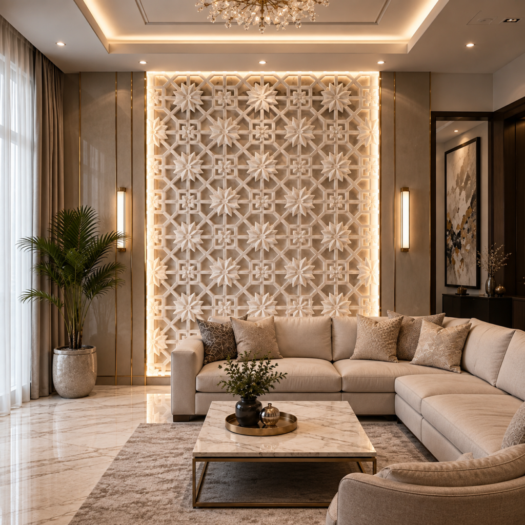 White Marble Jali Cnc panel 4