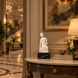 Marble Statue Lady Sitting