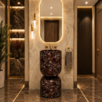 Red Lavante Damru Pedestal Basin