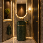Udaipur Green Plus Brass Ring Pedestal Basin