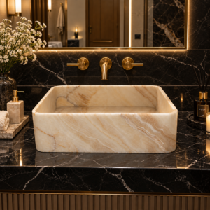 Honey Onyx Marble Wash Basin | Stone Plus India