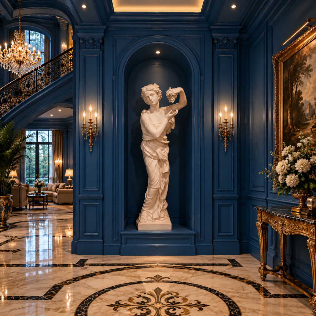 Marble Dust Statue Lady with Grapes