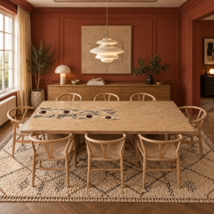 stone plus india wooden dining table mother of pearl inlay