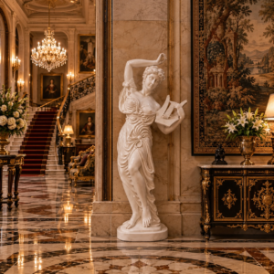 Marble Dust Statue Lady with Lyre