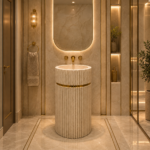 Banswar White Fluted Pedestal Basin