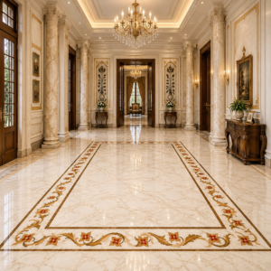 Mughal Floral Vine Marble Inlay Border | Stone Plus India