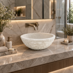 White Marble Wash Basin Counter Top