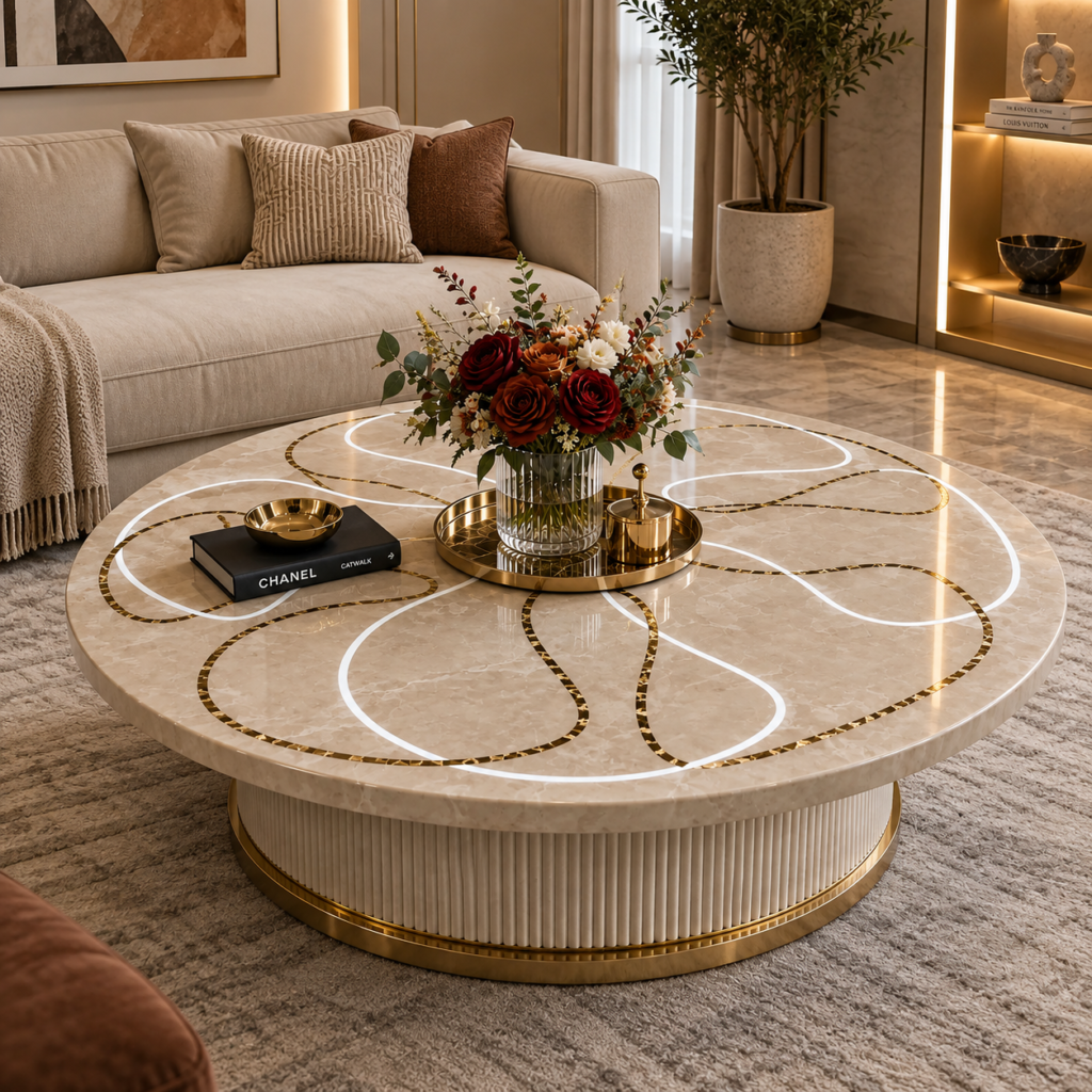 Luxe infinity inlay coffee table