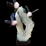 The Trio Birds Perching - Rose Quartz and Sodalite, Perching on Agate
