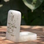 Alabaster L-shape Tealight Holder Gayatri Mantra - View 2