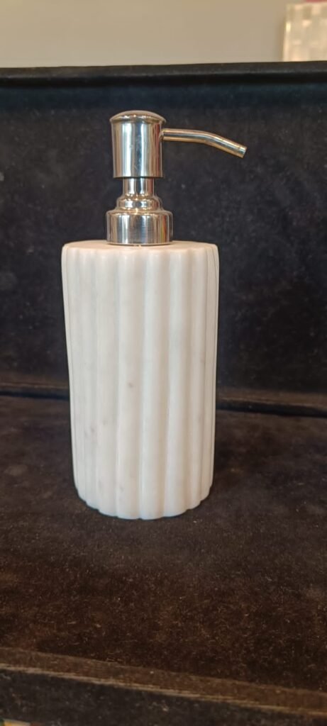 White Marble Soap Dispenser Grooving