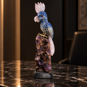 The Maharaja Crest - Lapis Lazulli with White Quartz Perching on Amethyst