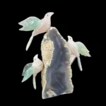 The Skyward Trio - Labradorite Fluorite Birds on Agate Base