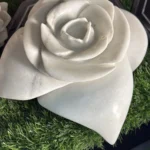The Gulab - White Marble Rose Sculpture | Monolithic Marble Showpiece | OPH