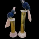 The Majestic Perch - Lapiz Lazuli and Rose Quartz on Brass and Rose Quartz
