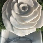 The Gulab II - White Marble Rose Sculpture | Full Bloom | OPH