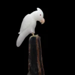 The White Cockatoo - White Quartz Bird on Agate Base