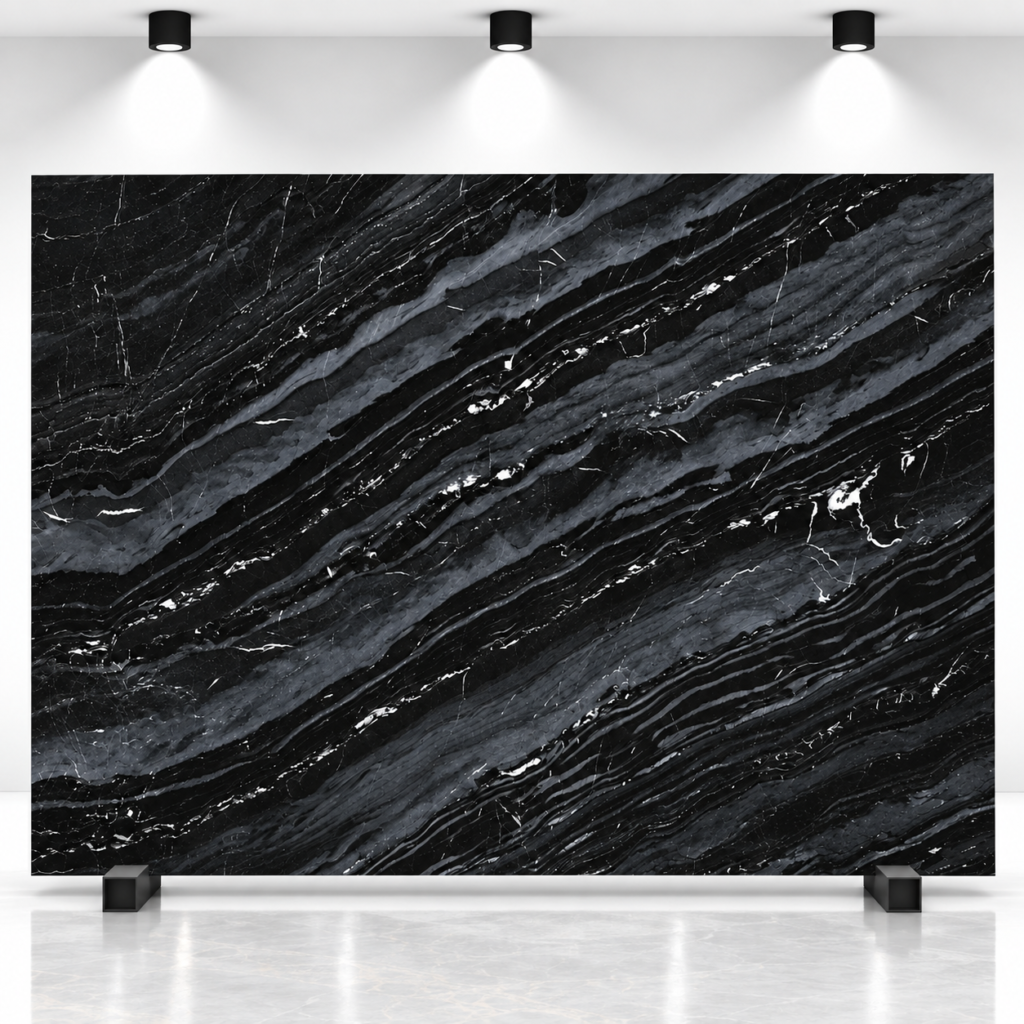 Indian Black Marquina Natural Marble Slab