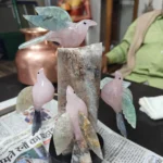 The Aurora Flock - Labradorite and Fluorite Birds on Agate Base