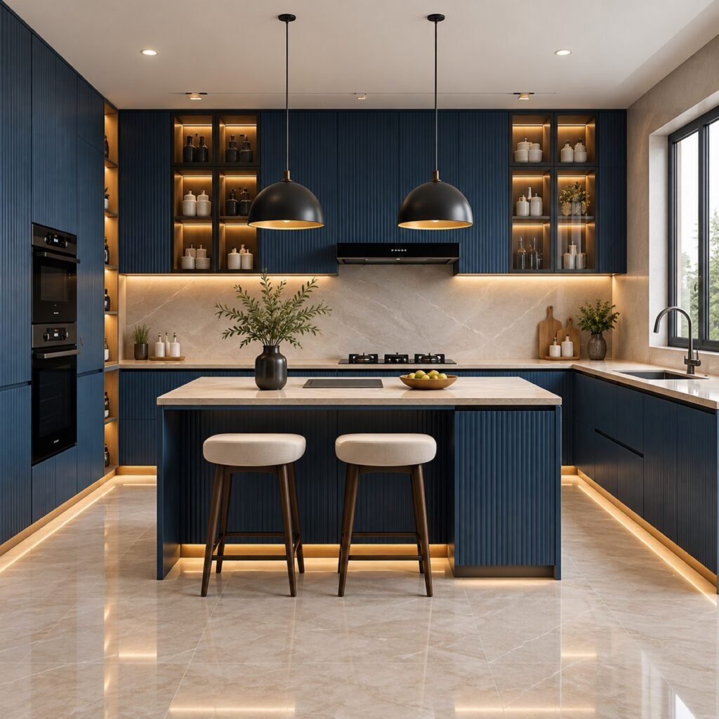 Fluted Navy Blue