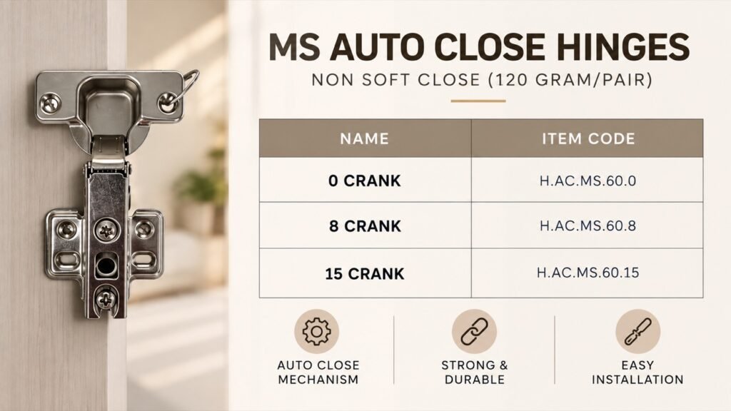 MS Auto Close Hinges - Non Soft Close