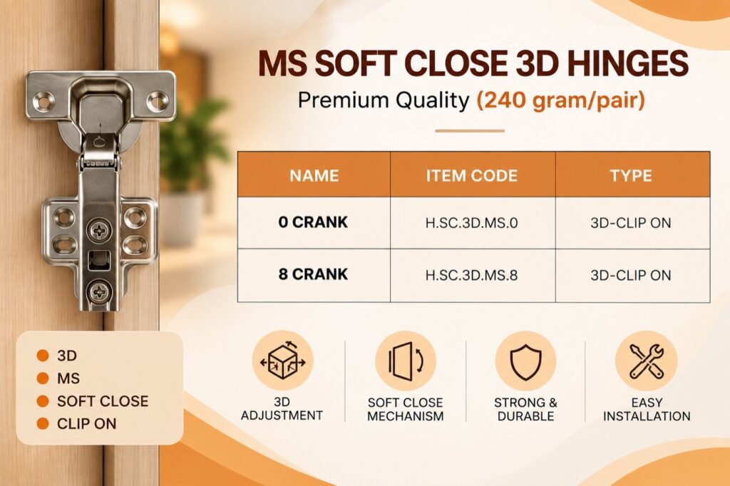 MS Soft Close 3D Hinges - Premium