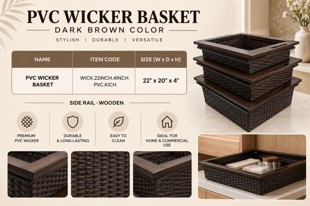 PVC Wicker Basket - Dark Brown