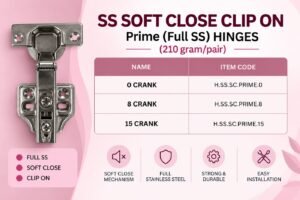 SS Soft Close Clip On Hinges - Prime (Full SS)