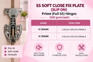 SS Soft Close Fix Plate Hinges - Prime (Full SS)